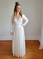 BLUSHFASHION - Original Bestseller Minimalist Wedding Dress, Ivory Wrap Modern Wedding Dress #1347