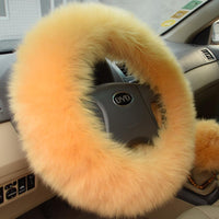 KAWOSEN - Original Winter Warm Australian Wool Steering Wheel Cover for 14.96" X 14.96" Steeling Wheel in Diameter 38cm WSWC01