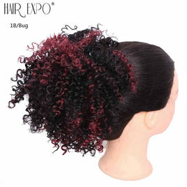 8inch Short Kinky Curly Synthetic Hair Bun Drawstring Ponytail Afro Puff Chignon Hair Pieces for Women Updo Clip Hair Extension