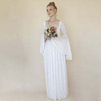 BLUSHFASHION - Original Bohemian Ivory Sweetheart Wedding Dress With Bell Sleeves 1362