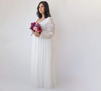 BLUSHFASHION - Original Curvy  Ivory Roses Lace Wedding Dress With Maxi Chiffon Skirt #1317