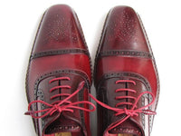 Paul Parkman Men's Side Handsewn Captoe Oxfords - Red / Bordeaux Leather Upper and Leather Sole (ID#5032-BRD)