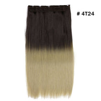 Original Synthetic Clip in Hair Extension Ombre Bayalage Long Straight Flase Hair Pieces for Women 24" 5clips One Piece 3/4 Head