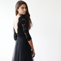 BLUSHFASHION - Original Black Tulle and Lace Maxi Gown 1122