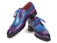 Paul Parkman Goodyear Welted Wingtip Derby Shoes Purple & Blue (ID#511V63)