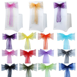 100pcs Chair Sashes Organza Chair Bows Wedding Party Supplies Christmas Valentines Decor Sheer Organza Fabric Chair Decoration