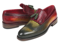 Paul Parkman Kiltie Tassel Loafer Green & Bordeaux (ID#KT39RD)