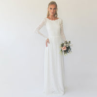 BLUSHFASHION - Original Bestseller Long Sleeves Boat Neckline Modest Wedding Dress #1297