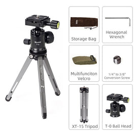 XILETU MT26+XT15 High Bearing Desktop Bracket Mini Tabletop Tripod and Ball Head for DSLR Camera Mirrorless Camera Smartphone