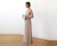 BLUSHFASHION - Original Champagne Maxi Dress With Adjustable Straps #1170