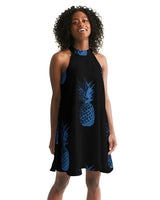 FIND YOUR COAST APPAREL - Original Women's Black Pineapple Casual Halter Dress