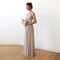 BLUSHFASHION - Original Champagne Maxi Dress With Adjustable Straps #1170