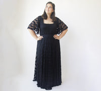 BLUSHFASHION - Original Black Lace Romantic Dress With Butterfly Sleeves  #1343