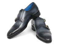 Paul Parkman Captoe Double Monkstraps Navy (ID#045NVY62)