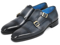 Paul Parkman Captoe Double Monkstraps Navy (ID#045NVY62)