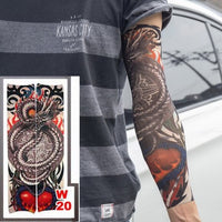 10 Pc Fake Temporary Tattoo Sleeves Tattoos Full Long Slip on Arm Tattoo Sleeve Kit Men Elastic Nylon Glove Tattoos Black Skull Design