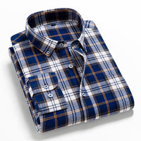 2022 New Mens Plaid Shirt 100% Cotton High Quality Mens Business Casual Long Sleeve Shirt Male Social Dress Shirts Flannel 4XL