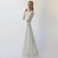 BLUSHFASHION - Original Bestseller Long Sleeves Boat Neckline Modest Wedding Dress #1297