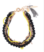 Original Black Onyx Choker With Crystals and Charms. Choker Necklace.