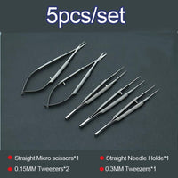 New Microsurgical Instruments 12.5cm Scissors+Needle Holders +Tweezers Stainless Steel Surgical Tool