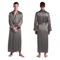 LILYSILK - Original 100 Silk Robe Sleepwear Kimono Men 22 Momme Contra Full Length Luxury Natural Men's Clothing Free Shipping