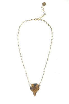 Original Labradorite and Tiger Eye Fox Necklace