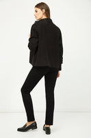 CONQUISTA FASHION - Original Woollen Black Short Jacket With Knit Cuffs