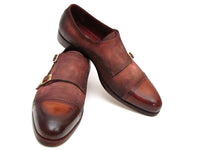 Paul Parkman Men's Captoe Double Monkstrap Antique Brown Suede (ID#045BT11)