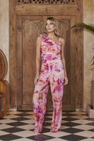 AKOSEE - Original Nymph Jumpsuit in Pink Watercolour Silk Cotton