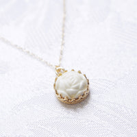 Original Mini Porcelain Rose Charm Gold-Filled Necklace