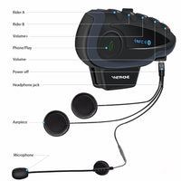 Vnetphone V8 Bluetooth Motorcycle Helmet Intercom Headsets 1200M for 5 Riders Interphone Wireless Remote Control FM Radio