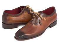 Paul Parkman Men's Brown & Camel Medallion Toe Oxfords (ID#GF61AZ)