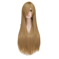 QQXCAIW Long Straight Cosplay Wig Women Costume Party Black Red Ombre Heat Resistant Synthetic Hair Wigs