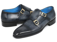 Paul Parkman Captoe Double Monkstraps Navy (ID#045NVY62)