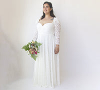 BLUSHFASHION - Original Curvy Ivory Sweetheart Wedding Dress With Puffy Sleeves #1333