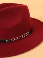 Original Let's Link Up Belted Chain Fedora Hat (Burgundy)