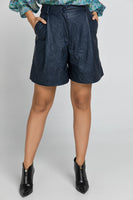 CONQUISTA FASHION - Original Blue Faux Leather Bermuda Shorts