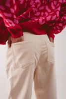 Q2 - Original Wide Cream Corduroy Pants With Peg