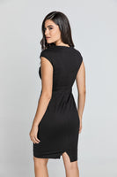 CONQUISTA FASHION - Original Fitted Black Dress With Cap Sleeves