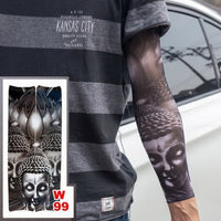 10 Pc Fake Temporary Tattoo Sleeves Tattoos Full Long Slip on Arm Tattoo Sleeve Kit Men Elastic Nylon Glove Tattoos Black Skull Design