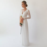 BLUSHFASHION - Original Bestseller Wrap Lace Wedding Dress With Chiffon Mesh #1256