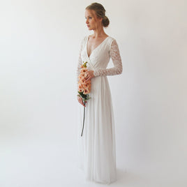 BLUSHFASHION - Original Bestseller Wrap Lace Wedding Dress With Chiffon Mesh #1256