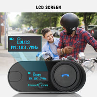 EJEAS - Original New Updated Version! FreedConn T-Com SC Motorcycle Bluetooth Helmet Headset Intercom Interphone LCD Screen + FM Radio