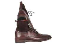 Paul Parkman Men's Wingtip Boots Brown Suede & Calfskin (ID#991-BRW)