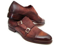 Paul Parkman Men's Captoe Double Monkstrap Antique Brown Suede (ID#045BT11)