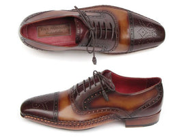 Paul Parkman Men's Captoe Oxfords Brown Hand Painted Shoes (ID#5032-BRW)