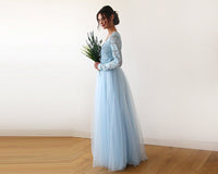 BLUSHFASHION - Original Light Blue Tulle and Lace Dress #1125