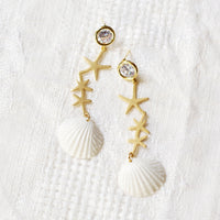 Original Crystal Star Porcelain Seashell Earrings