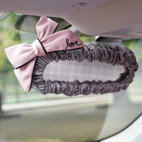 Bowknot Car Pillow Decoration Sets Auto Seat Neck Waist Supports Cushion Steering Wheel Covers Tissue Box Gear Shifter Handbrake