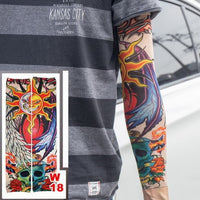 10 Pc Fake Temporary Tattoo Sleeves Tattoos Full Long Slip on Arm Tattoo Sleeve Kit Men Elastic Nylon Glove Tattoos Black Skull Design